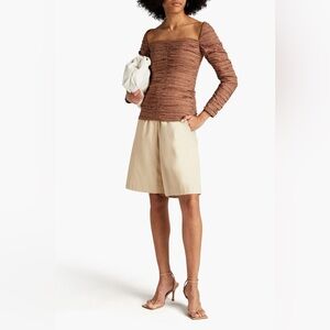 TOVE Lily Ruched Polka-Dot Cotton Twill Top FR size 42